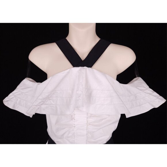 Derek Lam 10 Crosby Off The Shoulder Halter Dress 0 XS White Poplin $495US - Picture 5 of 11